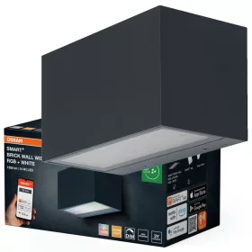   Kerti fali lámpa, kültéri LED homlokzati lámpa, 14W, 600lm, 3000K, meleg, szabályozható fényerejű, szürke, IP44, Osram SMART+ WIFI