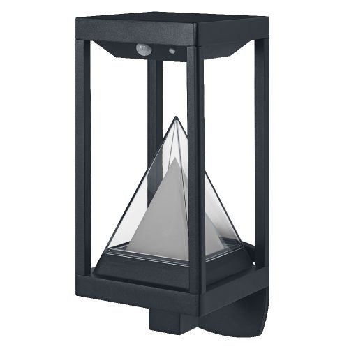 Kerti fali lámpa, kültéri LED homlokzati lámpa mozgás- és alkonyérzékelővel, 6W, 400lm, 3000K, meleg, RGB, szabályozható, fekete, IP44, Osram SMART+ BT