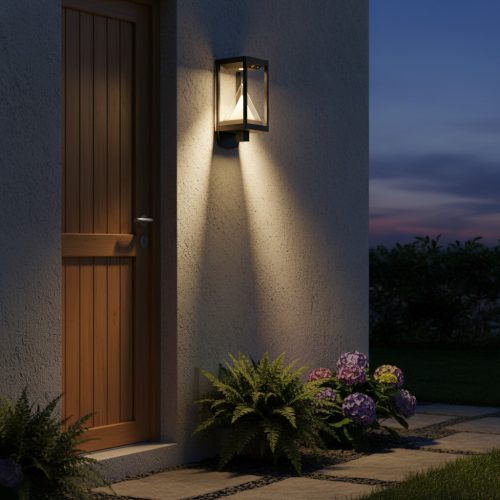 Kerti fali lámpa, kültéri LED homlokzati lámpa mozgás- és alkonyérzékelővel, 6W, 400lm, 3000K, meleg, RGB, szabályozható, fekete, IP44, Osram SMART+ BT