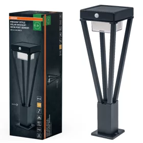   Napelemes kerti lámpa, kültéri álló LED, mozgás- és alkonykapcsolóval, 6W, 550lm, 3000K, meleg fekete, IP44, Endura, Osram