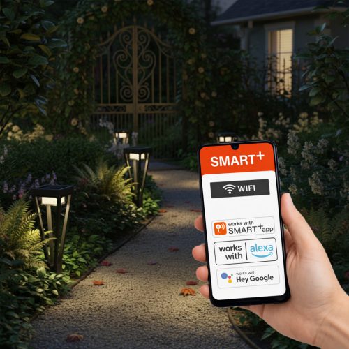 Napelemes kerti lámpa, kültéri álló LED, mozgás- és alkonykapcsolóval, 6W, 550lm, 3000K, meleg fekete, IP44, Endura, Osram