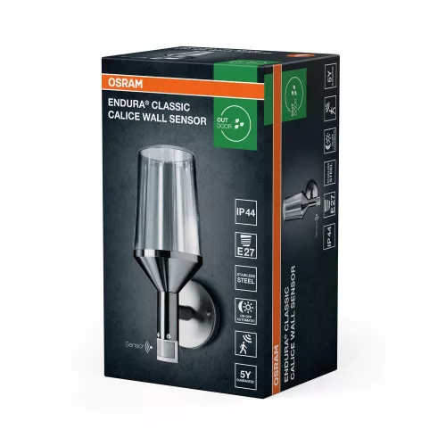 Fali lámpatest E27 ezüst IP44 Endura Osram