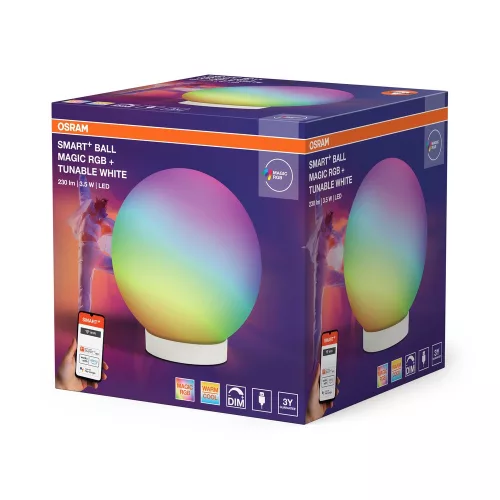 Okos gömb világító lámpa beltéri 3.5W 200lm 2200/6500K RGB akkumulátoros fehér Magic Osram Smart + Wifi