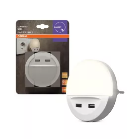  Konnektorba dugható LED éjszakai irányfény alkonyérzékelővel, 13W 3000K meleg fényű 3lm, fehér Lunetta Osram