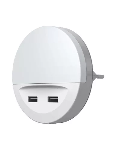 Konnektorba dugható LED éjszakai irányfény alkonyérzékelővel, 13W 3000K meleg fényű 3lm, fehér Lunetta Osram
