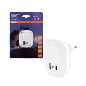   Konnektorba dugható LED éjszakai irányfény alkonyérzékelővel, 12.5W 3000K meleg fényű 9lm, fehér Lunetta Osram