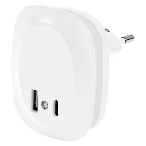 Konnektorba dugható LED éjszakai irányfény alkonyérzékelővel, 12.5W 3000K meleg fényű 9lm, fehér Lunetta Osram