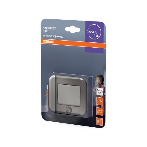 Elemmel működő LED lépcsővilágítás mozgás- és alkonyérzékelővel 0.25W 4000K semleges 14lm ezüst IP54 NIGHTLUX Osram