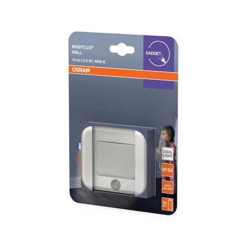 Elemmel működő LED lépcsővilágítás mozgásérzékelővel 0.25W 4000K semleges fehér 14lm IP54 NIGHTLUX Osram