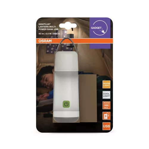 Gyermek LED éjjeli lámpa, elemes, 0.5W 3000-4000K CCT 45lm, szürke-fehér NIGHTLUX Osram