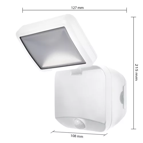 LED reflektor, elemes reflektor, 4W, 260lm, 4000K, IP54, fehér, mozgás- és alkonyérzékelős spotlámpával, Osram