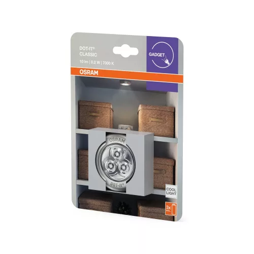 Lámpatest szekrény alatti LED éjjeli 0.23W 10lm 7000K semleges fényű akkumulátoros ezüst Gadget Osram