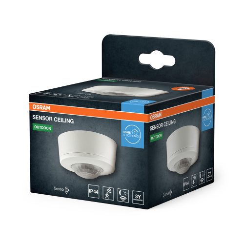 Mozgás- és alkonyérzékelős kültéri LED lámpa, fehér, IP44, Osram