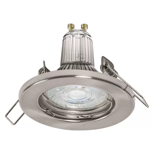 3 db-os süllyesztett halogén LED mennyezeti spotlámpa, kerek, GU10, 2,6 W, 230 lm, 2700 K, meleg, szálcsiszolt nikkel, Essential Osram
