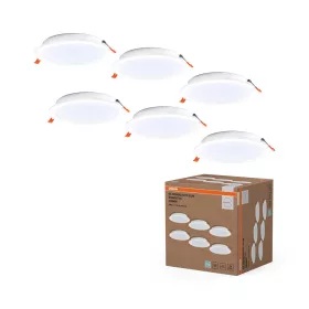   6 db-os süllyesztett halogén LED mennyezeti spotlámpa, kerek, 18W, 1650lm, 6500K, hideg fehér, Essential Osram