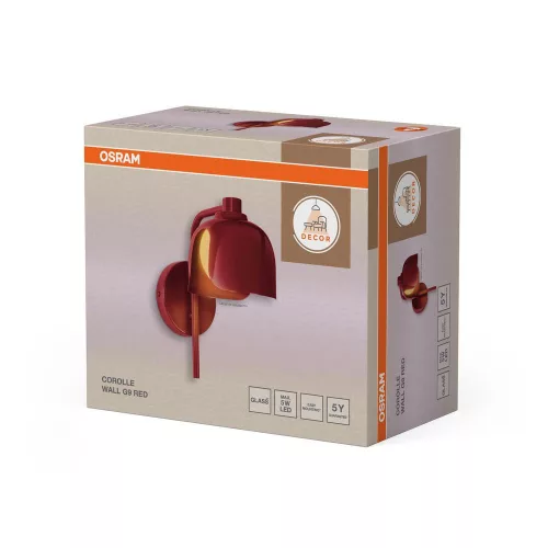 Fali lámpatest G9 dekoratív piros dekoráció Osram
