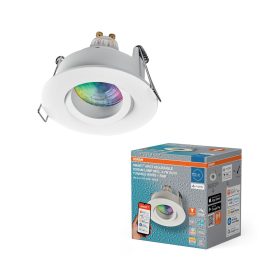   Süllyesztett LED mennyezeti lámpa, hermetikus, IP44, fürdőszobai, mozgatható, kerek, GU10, 4,7 W, 250 lm, 2700-6500 K, CCT, RGB, szabályozható fényerejű, IP65, fehér spot, Smart+ WiFi, süllyesztett, Osram