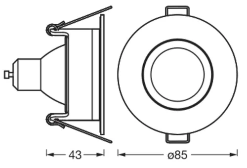Süllyesztett LED mennyezeti lámpa, hermetikus, IP44, fürdőszobai, mozgatható, kerek, GU10, 4,7 W, 250 lm, 2700-6500 K, CCT, RGB, szabályozható fényerejű, IP65, fehér spot, Smart+ WiFi, süllyesztett, Osram