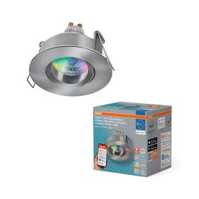   Süllyesztett LED mennyezeti lámpa, hermetikus, IP44, fürdőszobai, mozgatható, kerek, GU10, 4,7 W, 250 lm, 2700-6500 K, CCT, RGB, szabályozható fényerejű, IP65, nikkel spotlámpa, Smart+ WiFi, süllyesztett, Osram