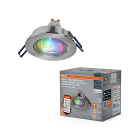   Süllyesztett halogén LED mennyezeti lámpa, mozgatható kerek, GU10, 4,7 W, 315 lm, 2700-6500 K, CCT, RGB, szatén nikkel, Smart+ WiFi, süllyesztett, Osram