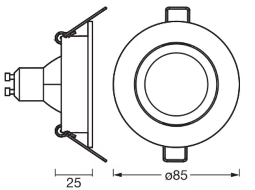 Süllyesztett halogén LED mennyezeti lámpa, mozgatható kerek, GU10, 4,7 W, 315 lm, 2700-6500 K, CCT, RGB, szatén nikkel, Smart+ WiFi, süllyesztett, Osram