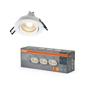   3 db süllyesztett halogén LED mennyezeti lámpa szett, mozgatható kerek, GU10, 6W, 500lm, 2700K, meleg, szabályozható fehér, süllyesztett, Osram