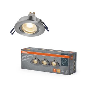   db süllyesztett halogén LED mennyezeti spotlámpa, mozgatható, kerek, GU10, 6 W, 500 lm, 2700 K, meleg, szabályozható, szatén nikkel, süllyesztett, Osram