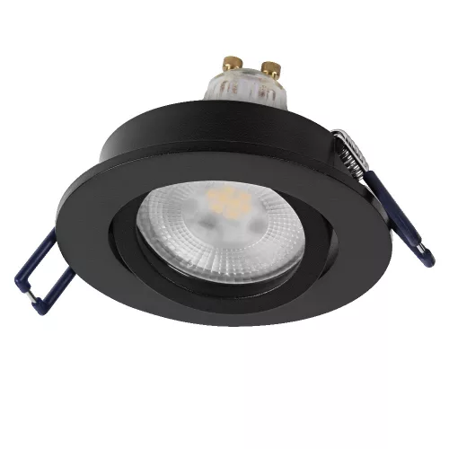 3 db süllyesztett halogén LED mennyezeti lámpa szett, mozgatható kerek, GU10, 6W, 500lm, 2700K, meleg, szabályozható, fekete, süllyesztett spotlámpa, Osram