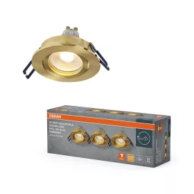   3 db süllyesztett halogén LED mennyezeti spotlámpa, mozgatható, kerek, GU10, 6 W, 500 lm, 2700 K, meleg, szabályozható, alumínium, süllyesztett, Osram