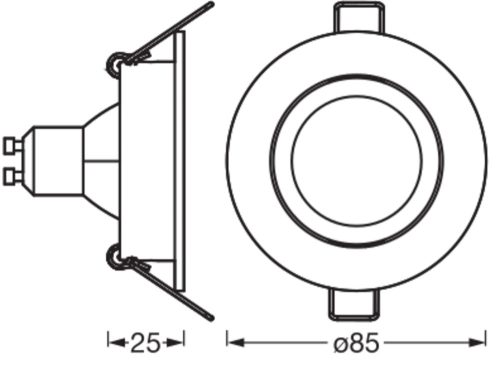 3 db süllyesztett halogén LED mennyezeti lámpa szett, mozgatható kerek, GU10, 4,5 W, 400 lm, 2700 K, meleg fehér, süllyesztett, Osram