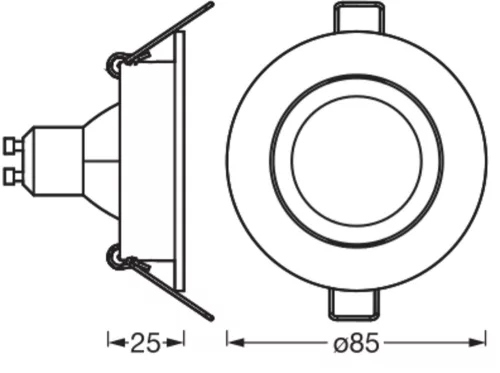 3 db süllyesztett halogén LED mennyezeti lámpa szett, mozgatható kerek, GU10, 4,5 W, 400 lm, 2700 K, meleg fekete, süllyesztett, Osram
