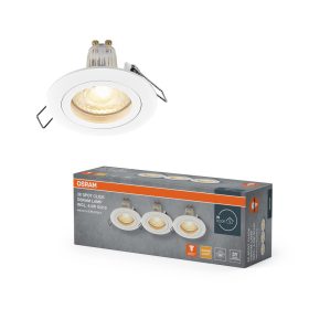   3 db süllyesztett halogén LED mennyezeti spotlámpa, kerek, GU10, 4,5 W, 400 lm, 2700 K, meleg fehér, süllyesztett, Osram