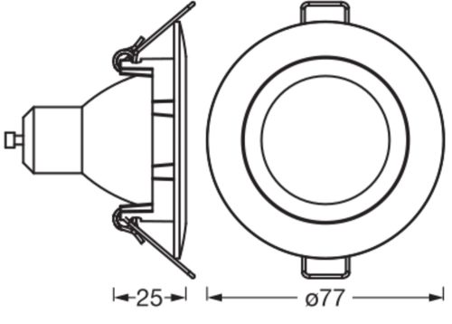 3 db süllyesztett halogén LED mennyezeti spotlámpa, kerek, GU10, 4,5 W, 400 lm, 2700 K, meleg fehér, süllyesztett, Osram