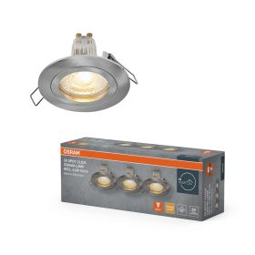   3 db süllyesztett halogén LED mennyezeti spotlámpa, kerek, GU10, 4,5 W, 400 lm, 2700 K, meleg nikkel, szatén, süllyesztett, Osram