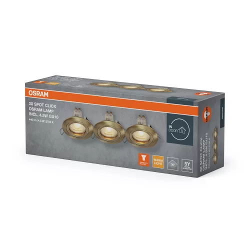 db süllyesztett halogén LED mennyezeti spotlámpa, kerek, GU10, 4,5 W, 400 lm, 2700 K, meleg zöld, süllyesztett, Osram