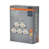 5 db süllyesztett halogén LED mennyezeti spotlámpa, kerek, GU10, 2,6 W, 200 lm, 2700 K, meleg fehér, süllyesztett, Osram
