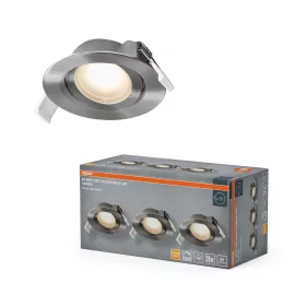   3 db süllyesztett halogén LED mennyezeti spotlámpa, kerek, 4,9 W, 200 lm, 2700 K, meleg, szabályozható, szatén nikkel, süllyesztett Osram