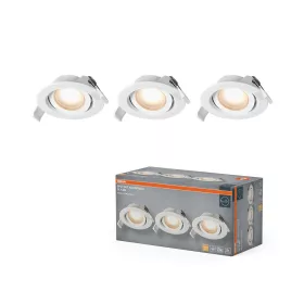   3 db süllyesztett halogén LED mennyezeti spotlámpa, mozgatható, kerek, 4,9 W, 220 lm, 2700 K, meleg fehér, süllyesztett, Osram