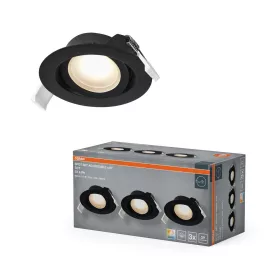   3 db süllyesztett halogén LED mennyezeti spotlámpa, mozgatható, kerek, 4,9 W, 200 lm, 2700/4000/6500 K CCT, fekete spotlámpa, süllyesztett, Osram
