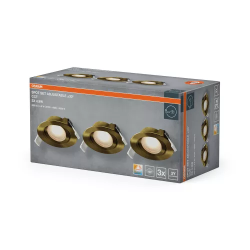 db süllyesztett halogén LED mennyezeti spotlámpa, mozgatható, kerek, 4,9 W, 210 lm, 2700/4000/6500K CCT, zöld spotlámpa, süllyesztett, Osram
