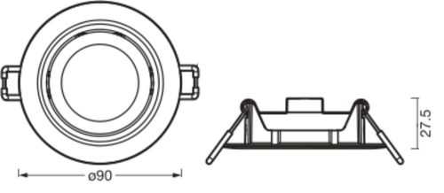 db süllyesztett halogén LED mennyezeti spotlámpa, mozgatható, kerek, 4,9 W, 210 lm, 2700/4000/6500K CCT, zöld spotlámpa, süllyesztett, Osram
