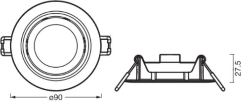 3 db süllyesztett halogén LED mennyezeti spotlámpa, kerek, 4,9 W, 340 lm, 2700 K, meleg, szabályozható, zöld, süllyesztett spotlámpa, Osram