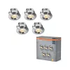 5 db-os LED mennyezeti lámpa szett, süllyesztett spotlámpa, hermetikus, IP44, fürdőszoba, kerek, 6W, 480lm, 3000K, meleg, IP44, szatén nikkel, mini Osram