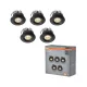 5 db-os LED spot mennyezeti lámpa szett, süllyesztett, hermetikus, IP44, fürdőszoba, kerek, 6W, 450lm, 3000K, meleg fehér, IP44, fekete, Mini Osram