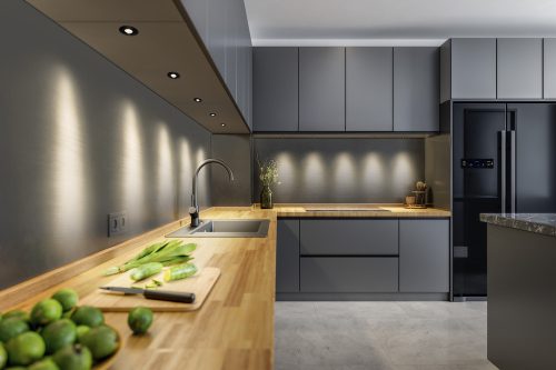 5 db-os LED spot mennyezeti lámpa szett, süllyesztett, hermetikus, IP44, fürdőszoba, kerek, 6W, 450lm, 3000K, meleg fehér, IP44, fekete, Mini Osram