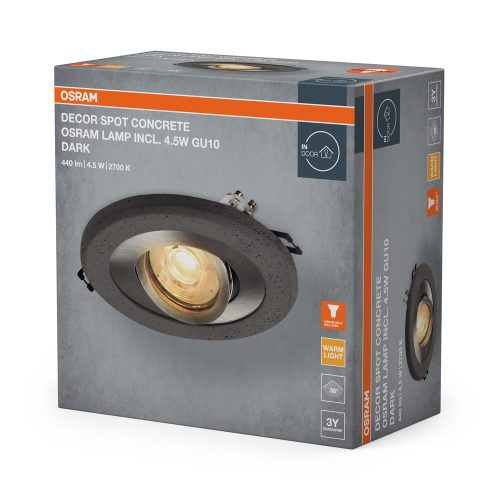 Süllyesztett halogén LED mennyezeti spotlámpa kerek GU10 4.5W 400lm 2700K meleg szatén nikkel Osram