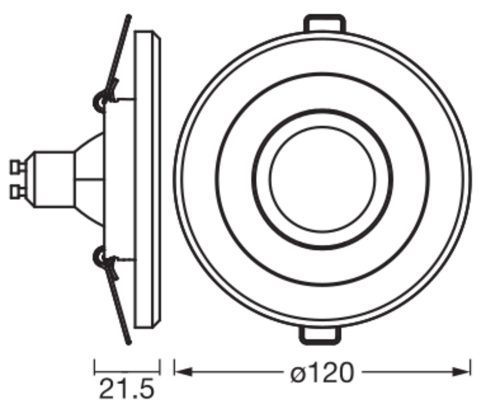 Süllyesztett halogén LED mennyezeti lámpa, kerek, GU10, 4,5 W, 400 lm, 2700 K, szatén nikkel, Osram