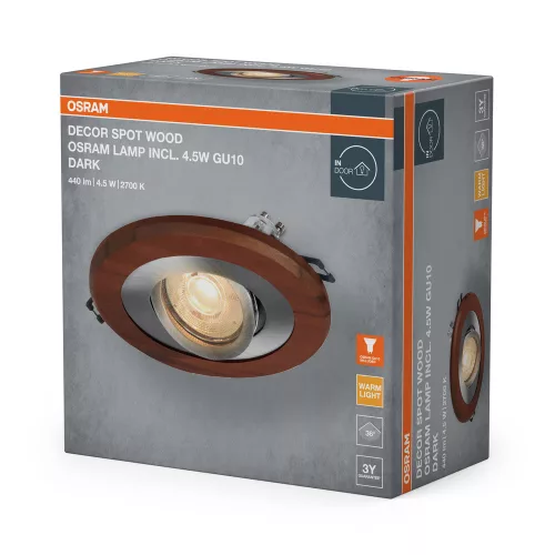Süllyesztett halogén LED mennyezeti spotlámpa kerek GU10 4.5W 400lm 2700K meleg nikkel szatén Osram