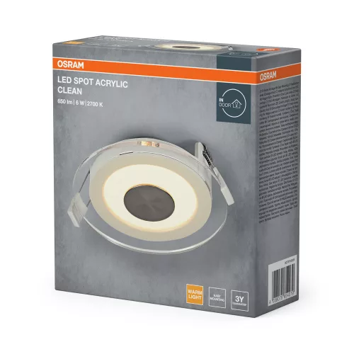 Süllyesztett halogén LED mennyezeti spotlámpa kerek 6W 240lm 2700K meleg fehér Osram