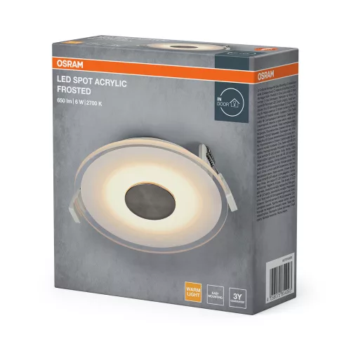 Süllyesztett halogén LED mennyezeti spotlámpa kerek 6W 210lm 2700K meleg fehér Osram